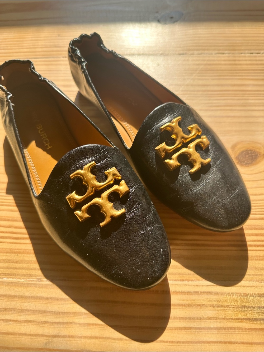 Tory Burch Black Leather Eleanor Ballet Flats, Women’s Size 7.5